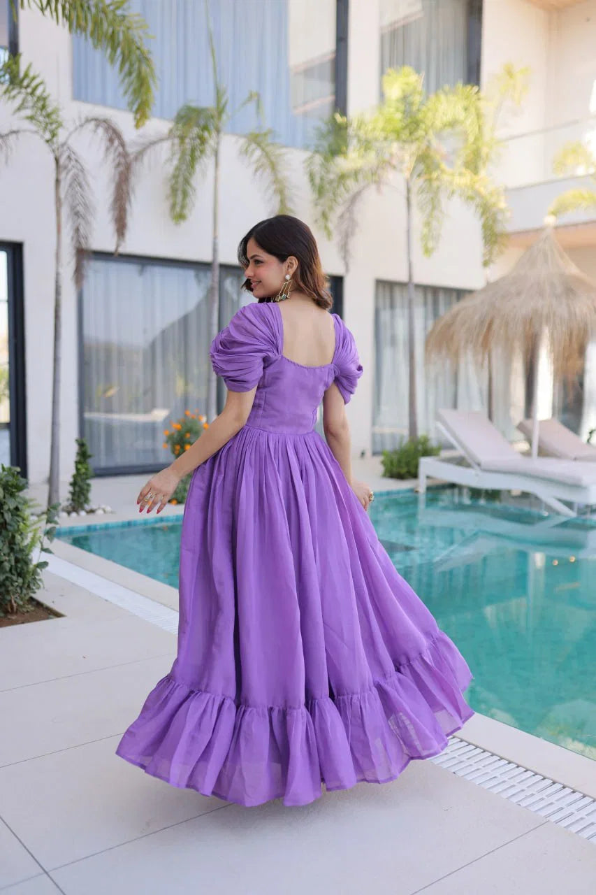 Mal Chanderi Beads Embroidered Long Gown