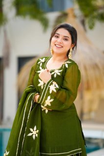 Heavenly Handmade Kurta Sharara Plazzo Set With Charkhi Gota Work