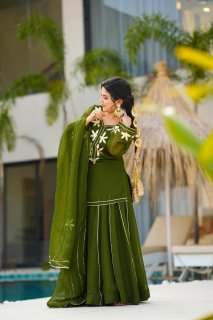 Heavenly Handmade Kurta Sharara Plazzo Set With Charkhi Gota Work