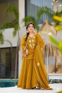 Heavenly Handmade Kurta Sharara Plazzo Set With Charkhi Gota Work
