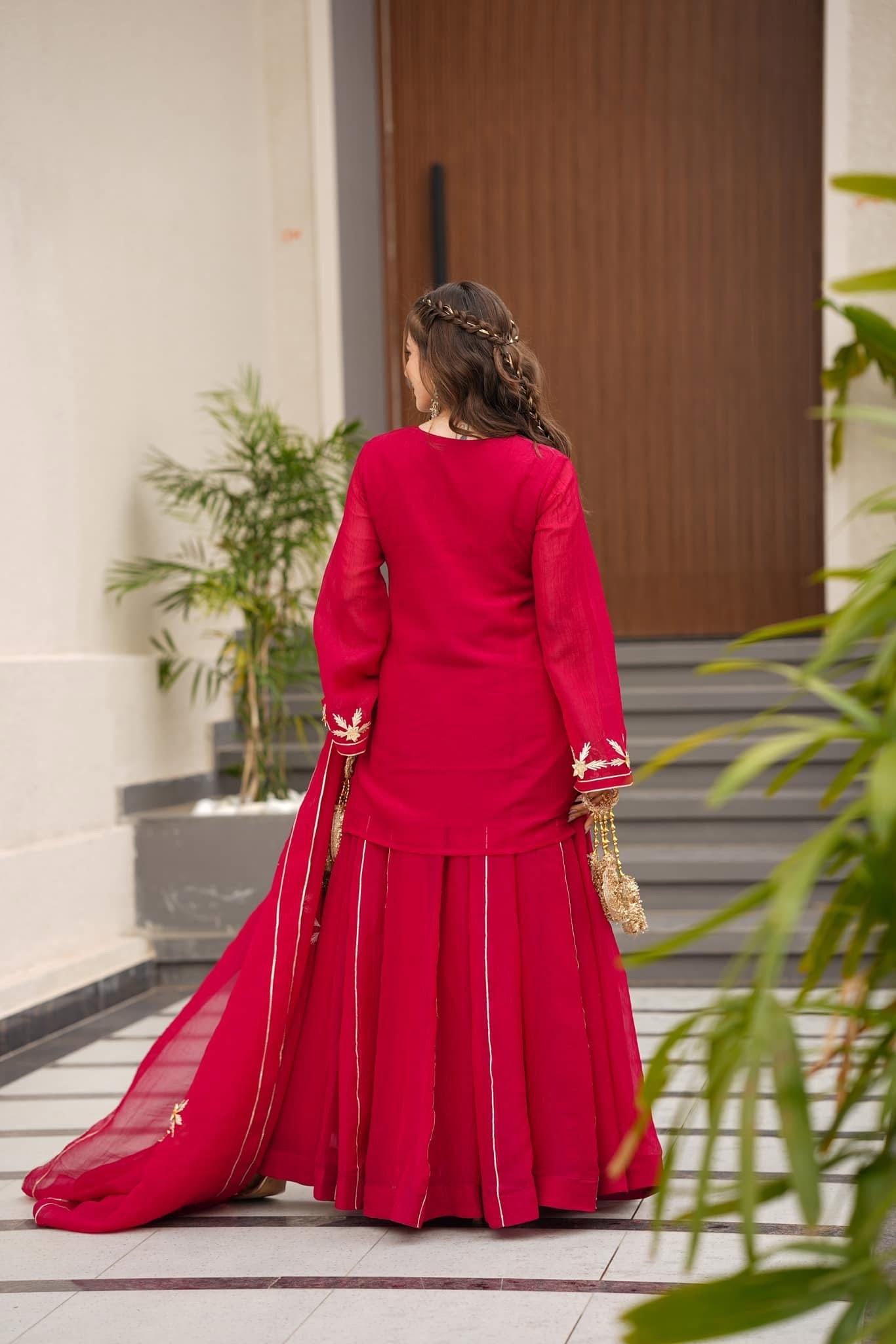 Heavenly Handmade Kurta Sharara Plazzo Set With Charkhi Gota Work