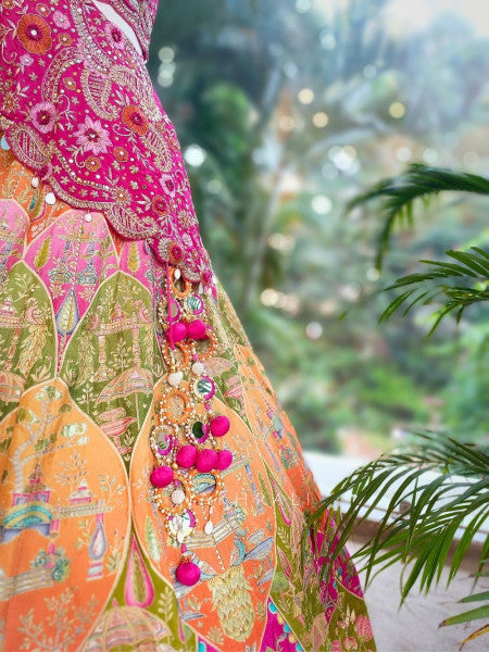 Women's Designer Multicolor Embroidered Lehenga Choli Set