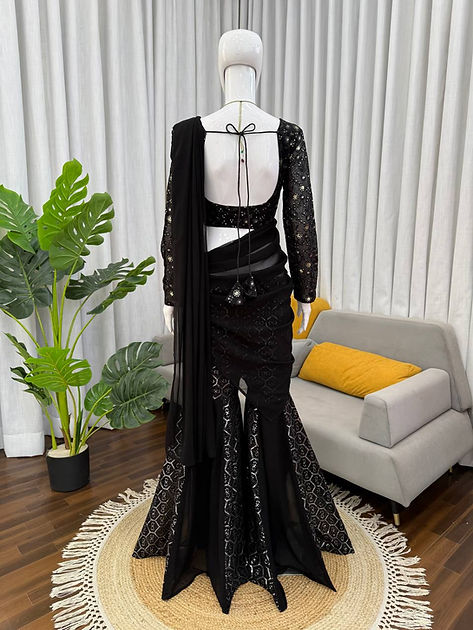 Georgette Sharara Set with Dupatta Thread Sequins Work Party Wear Ethnic Women