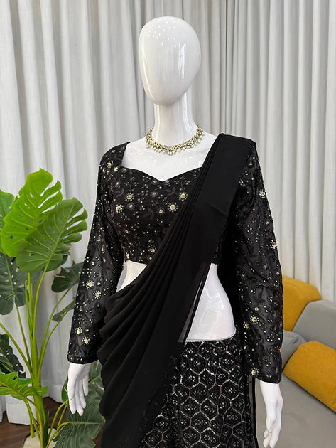 Georgette Sharara Set with Dupatta Thread Sequins Work Party Wear Ethnic Women