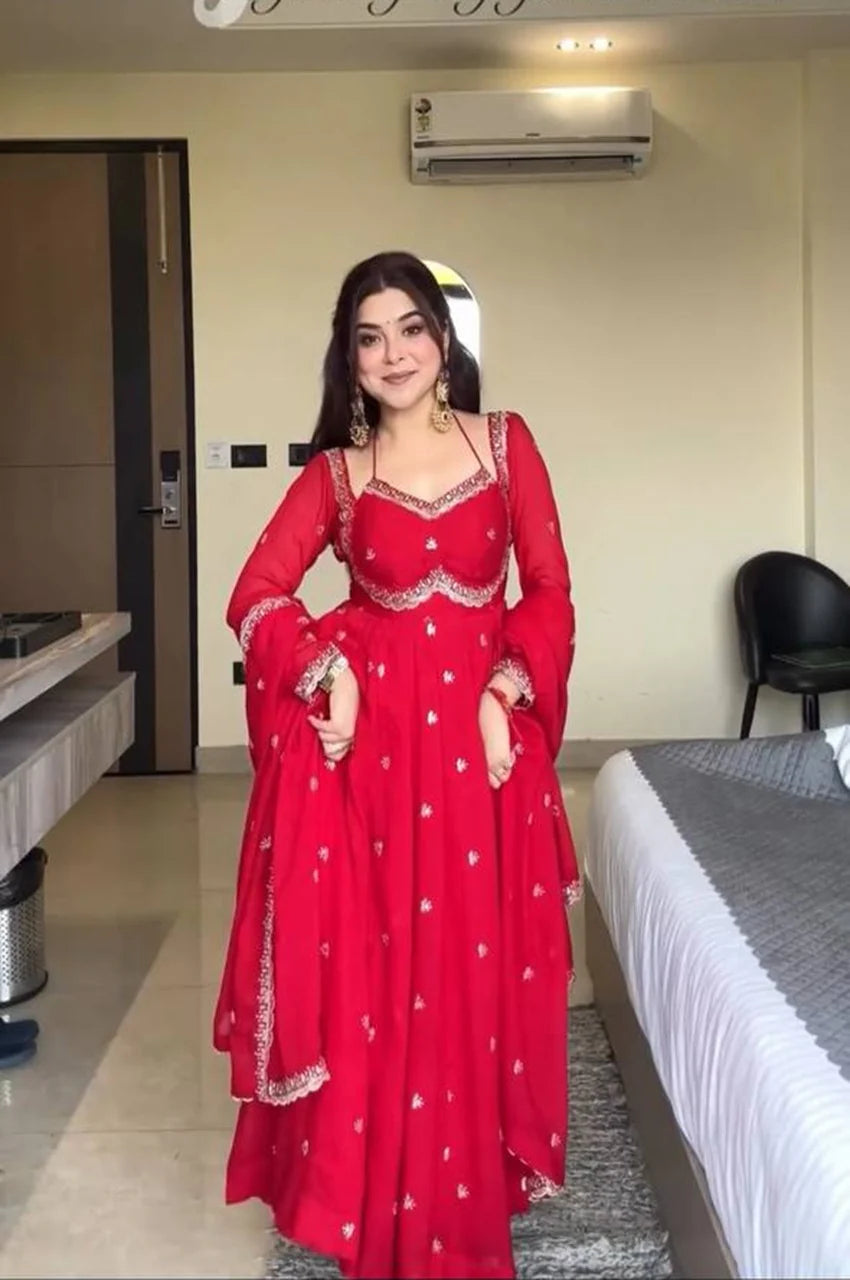 FANCY HEAVY GEORGETTE SEQUENCE WORK GOWN