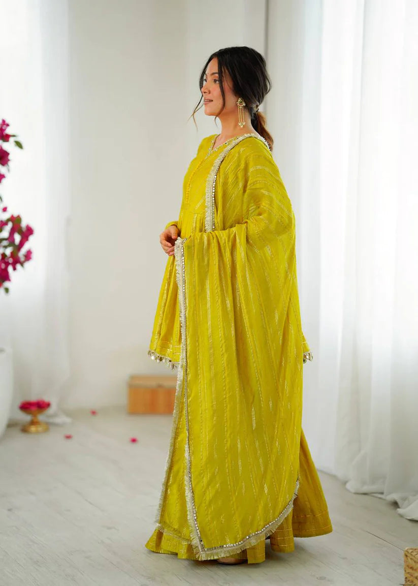 Dusty Rose Chanderi Silk Sharara Set with Real Mirror & Handwork Embroidery
