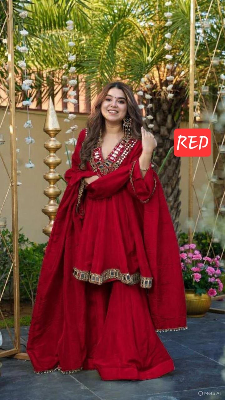 Instagram's Most Viral Super Hit AliyaCut KEDIYA STYLE Real Mirror Work Plazzo Set