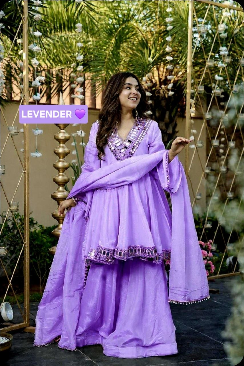 Instagram's Most Viral Super Hit AliyaCut KEDIYA STYLE Real Mirror Work Plazzo Set