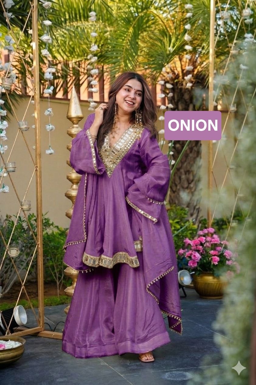 Instagram's Most Viral Super Hit AliyaCut KEDIYA STYLE Real Mirror Work Plazzo Set