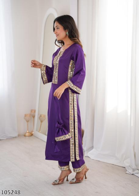 Women’s Designer Kurta Set with Elegant Embroidery & Straight Pants