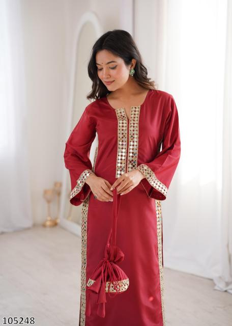 Women’s Designer Kurta Set with Elegant Embroidery & Straight Pants