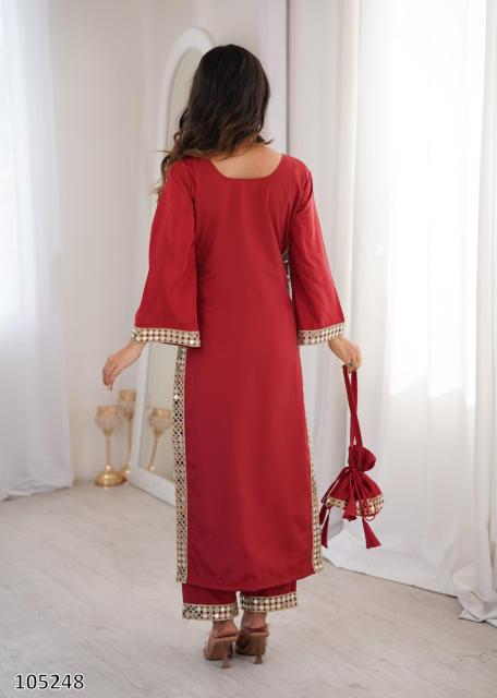 Women’s Designer Kurta Set with Elegant Embroidery & Straight Pants
