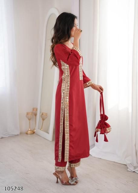 Women’s Designer Kurta Set with Elegant Embroidery & Straight Pants