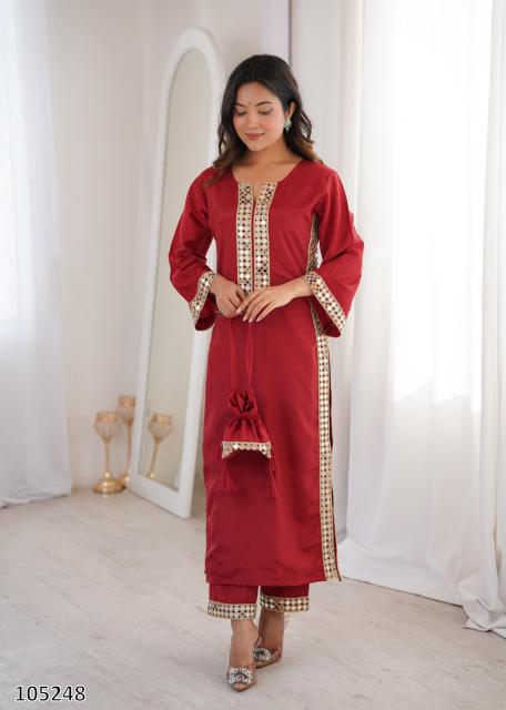Women’s Designer Kurta Set with Elegant Embroidery & Straight Pants