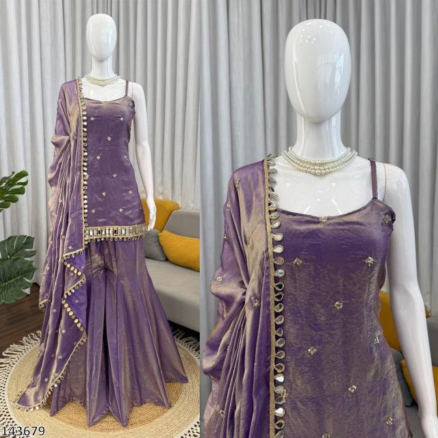 Women’s Mirror FendyEmbroidered Kurta Palazzo Set with Dupatta – Elegant Party Wear
