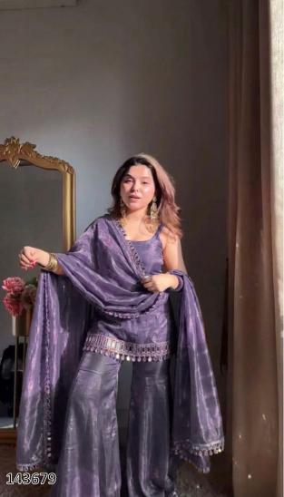 Women’s Mirror FendyEmbroidered Kurta Palazzo Set with Dupatta – Elegant Party Wear