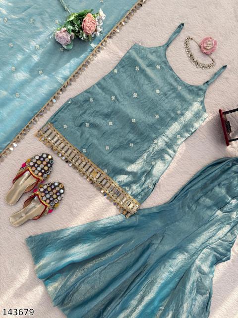 Women’s Mirror Embroidered Kurta Palazzo Set with Dupatta – Elegant Party Wear