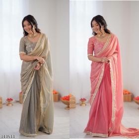 Designer Fancy Silk Saree for Women with Rich Pallu & Embellished Blouse