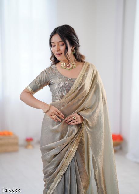 Designer Fancy Silk Saree for Women with Rich Pallu & Embellished Blouse