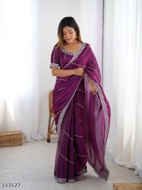 Women’s Fancy Silk Saree with Embroidered Blouse – Elegant Party Wear
