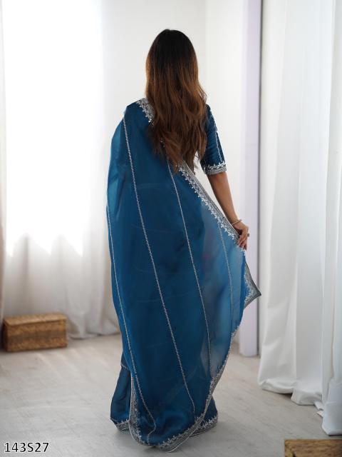 Women’s Fancy Silk Saree with Embroidered Blouse – Elegant Party Wear