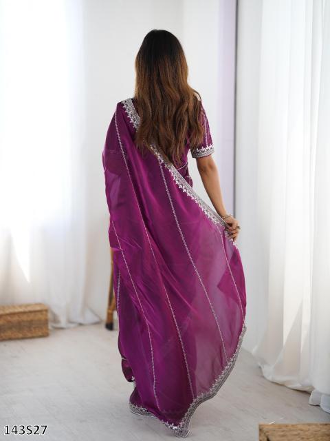 Women’s Fancy Silk Saree with Embroidered Blouse – Elegant Party Wear