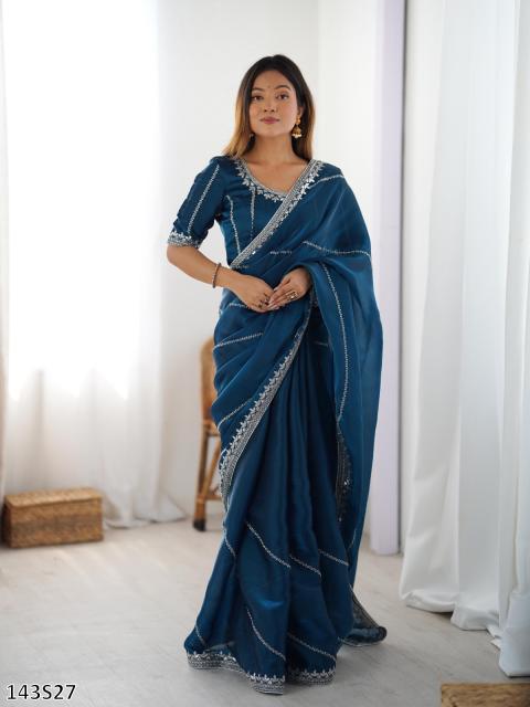 Women’s Fancy Silk Saree with Embroidered Blouse – Elegant Party Wear