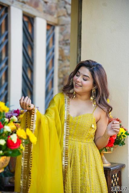 WEDDING HALDI SPECIAL DESIGNER ANARKALI GOWN SUIT