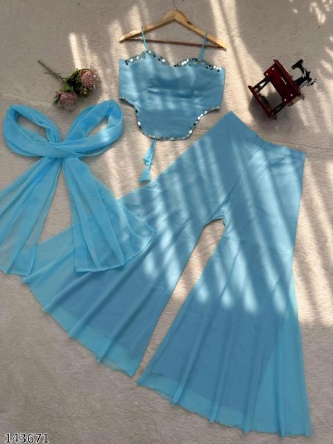 READYMADE DESIGNER MIRROR TOP SHARARA DUPATTA