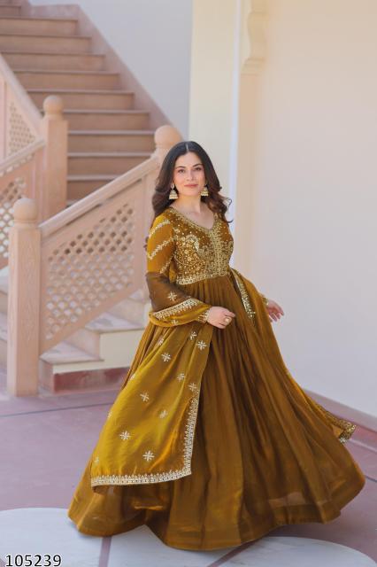 READYMADE WEDDING WEAR DESIGNER GOWN DUPATTA
