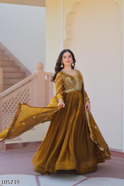 READYMADE WEDDING WEAR DESIGNER GOWN DUPATTA