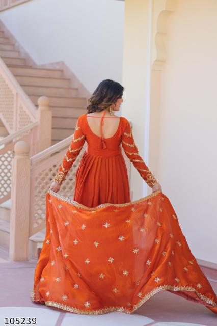 READYMADE WEDDING WEAR DESIGNER GOWN DUPATTA