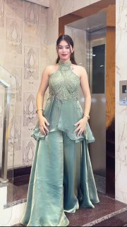 Halter Neck plazo Set for Wedding Party Wear Women