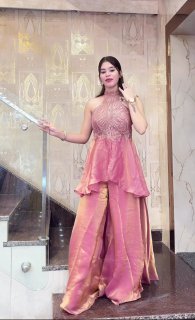 Halter Neck plazo Set for Wedding Party Wear Women