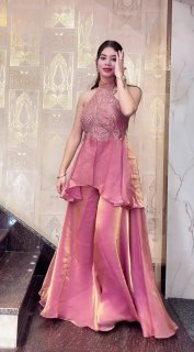 Halter Neck plazo Set for Wedding Party Wear Women