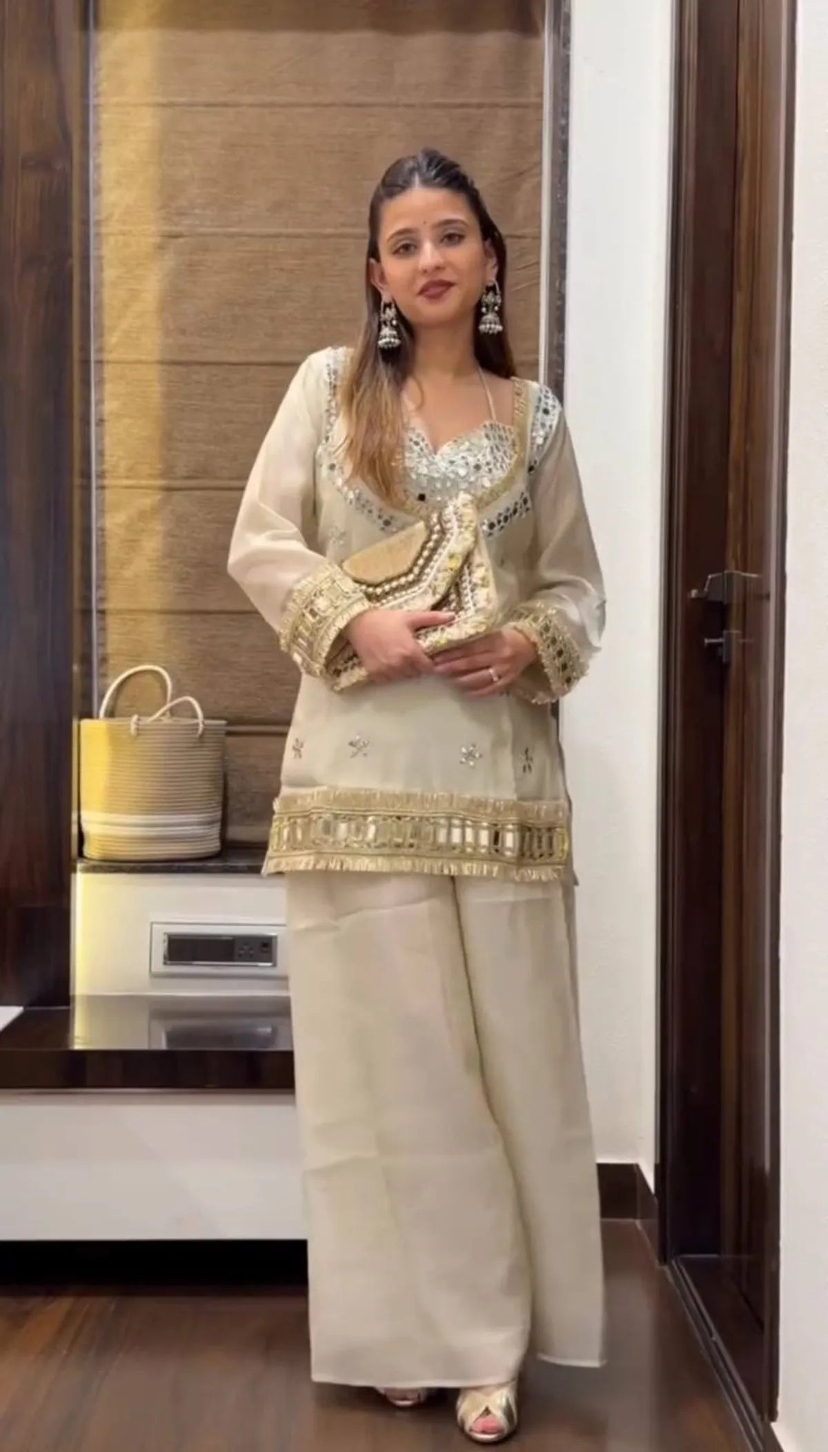 Fendy Silk Mirror Work Sharara Set With Duppata for Women