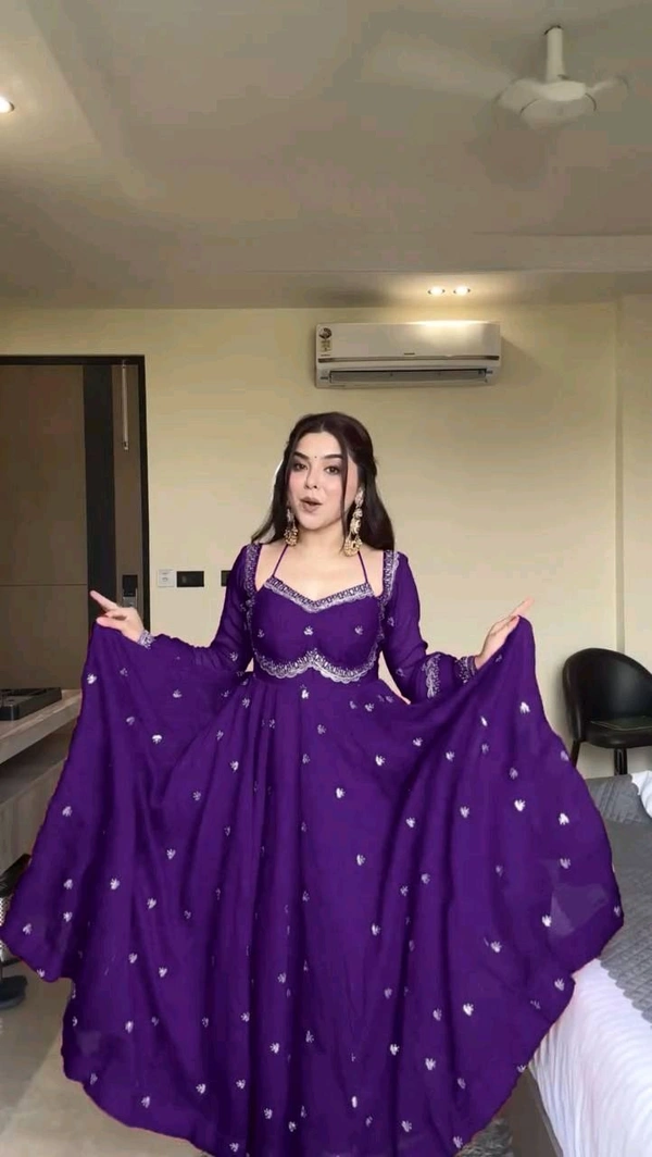 FANCY HEAVY GEORGETTE SEQUENCE WORK GOWN