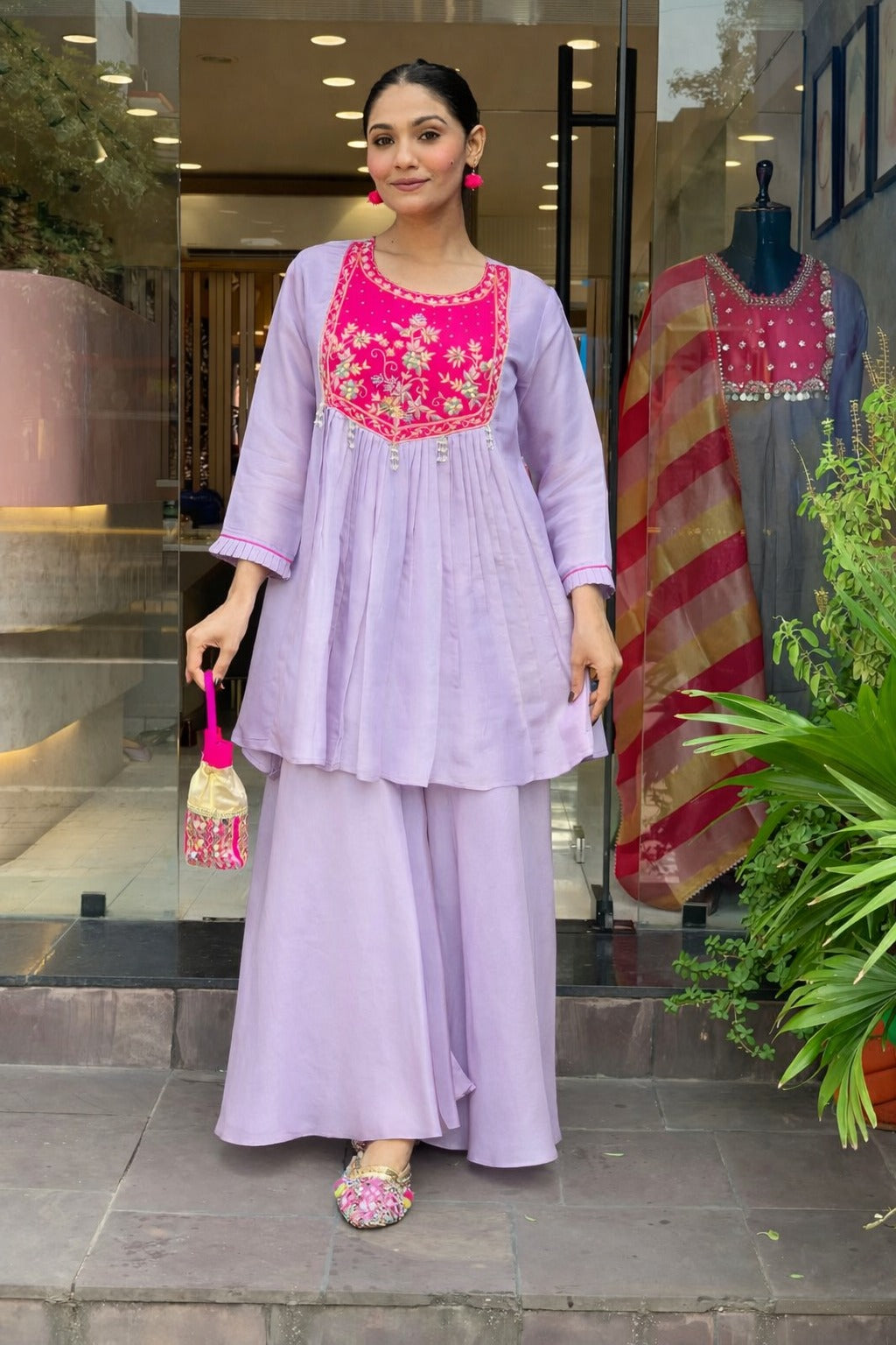 Premium Embroidered Sharara Cord Kurta Set