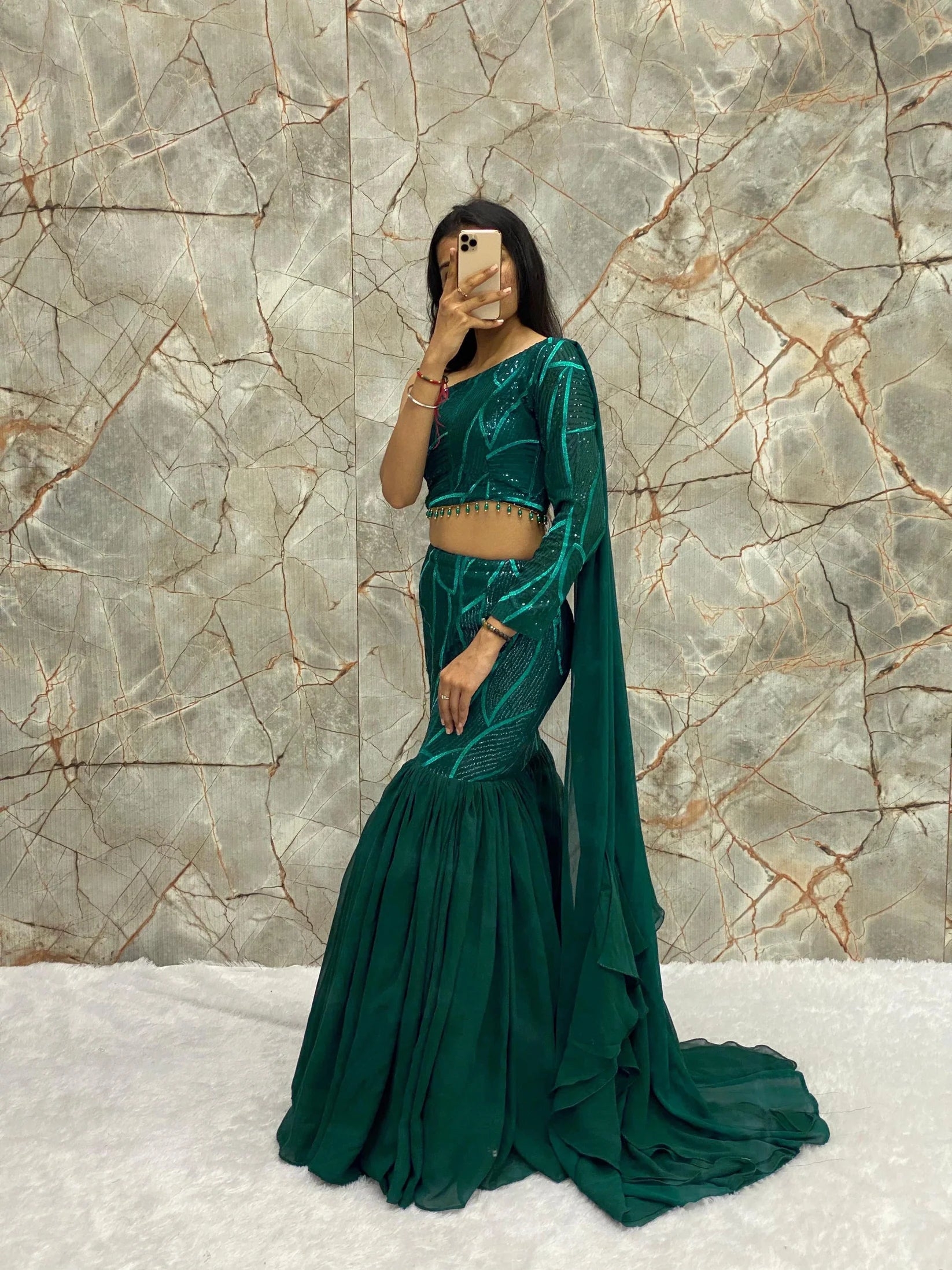 DESIGNER PARTY WEAR RUFFLE LEHENGA CHOLI DUPATTA