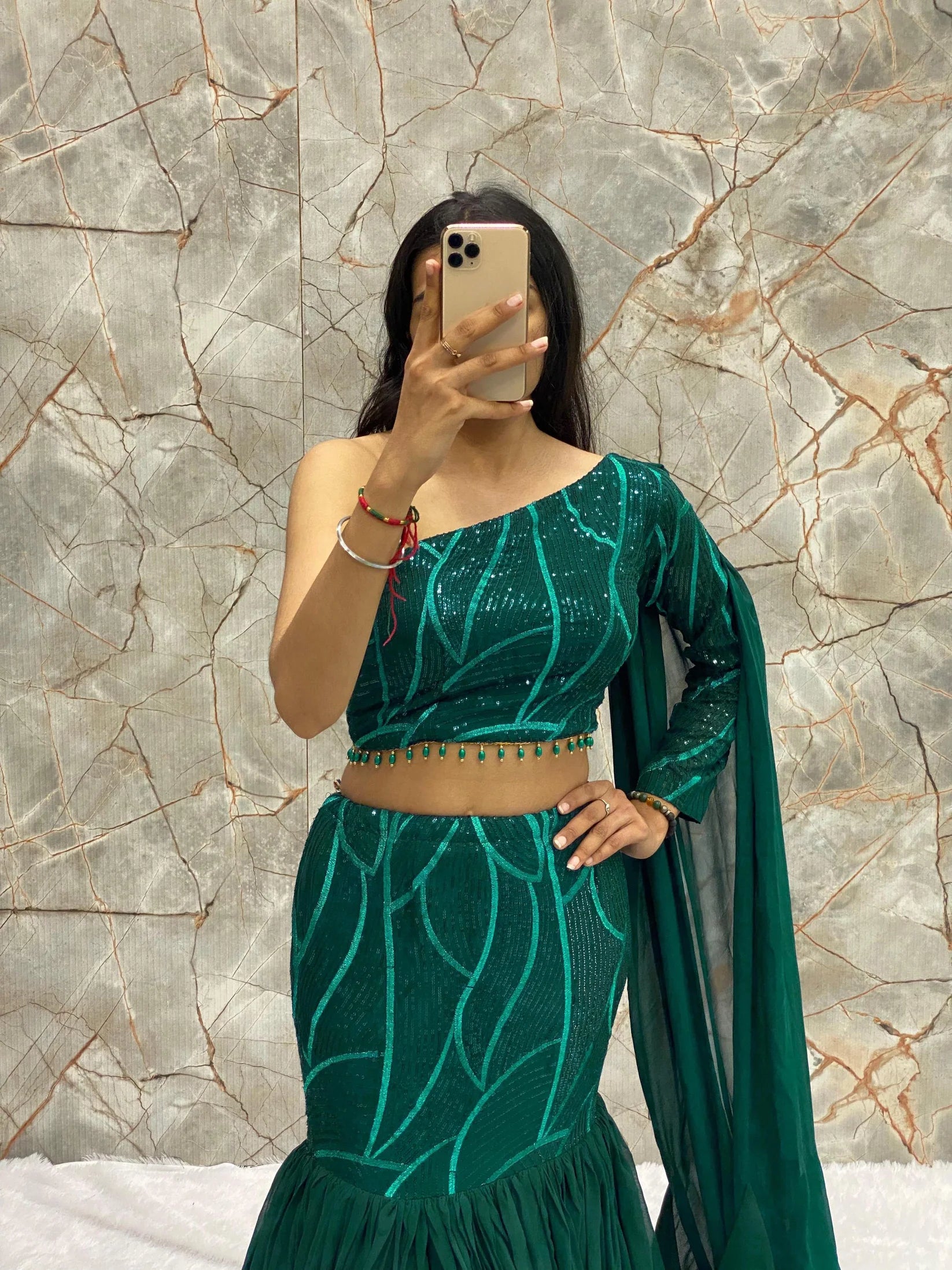 DESIGNER PARTY WEAR RUFFLE LEHENGA CHOLI DUPATTA