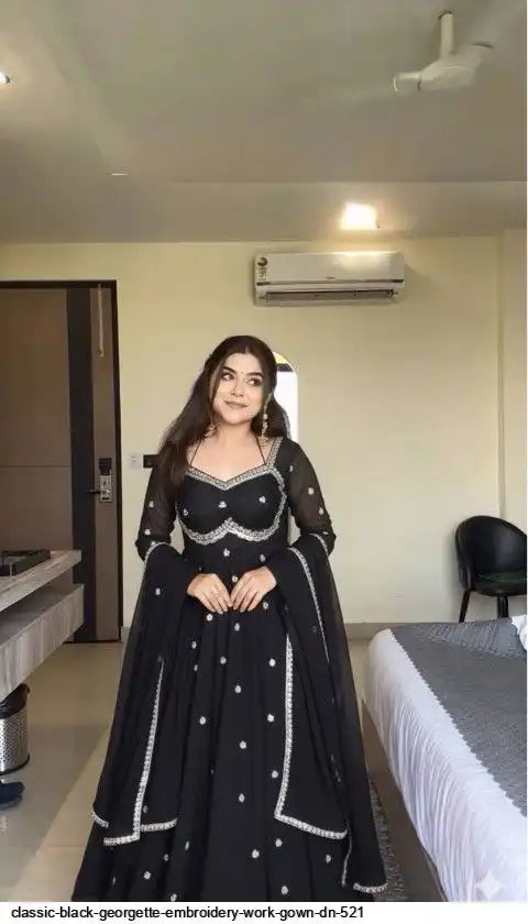 FANCY HEAVY GEORGETTE SEQUENCE WORK GOWN