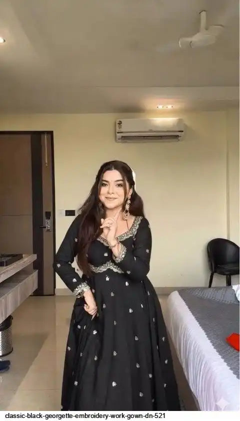 FANCY HEAVY GEORGETTE SEQUENCE WORK GOWN