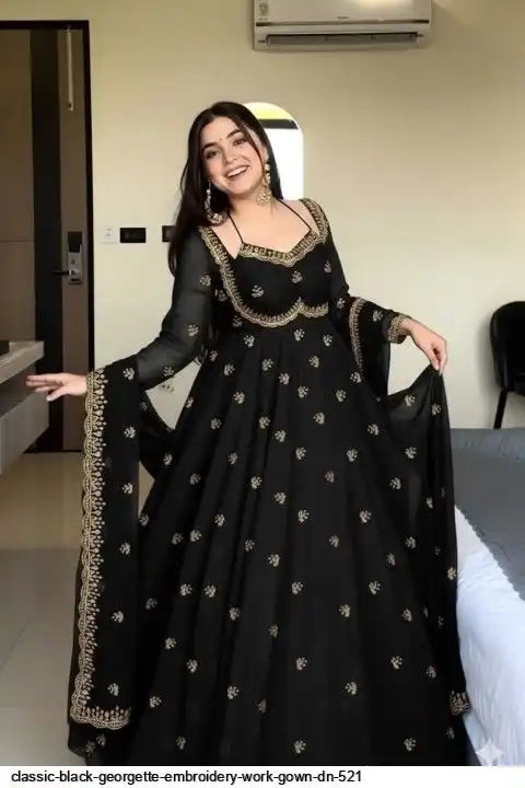 FANCY HEAVY GEORGETTE SEQUENCE WORK GOWN