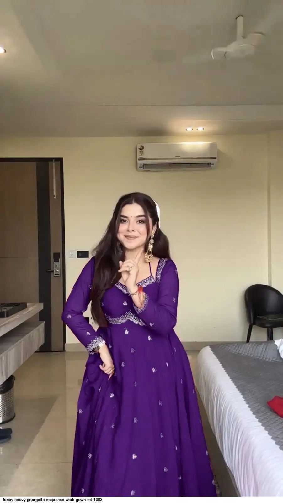 FANCY HEAVY GEORGETTE SEQUENCE WORK GOWN