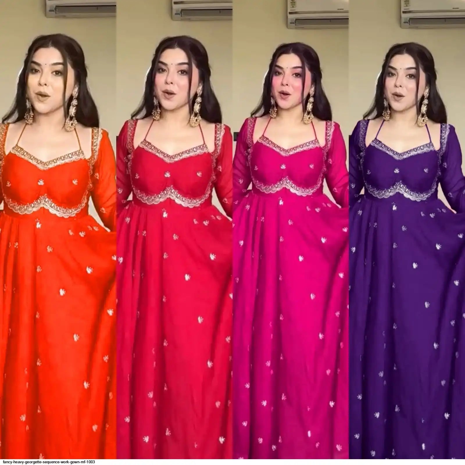 FANCY HEAVY GEORGETTE SEQUENCE WORK GOWN