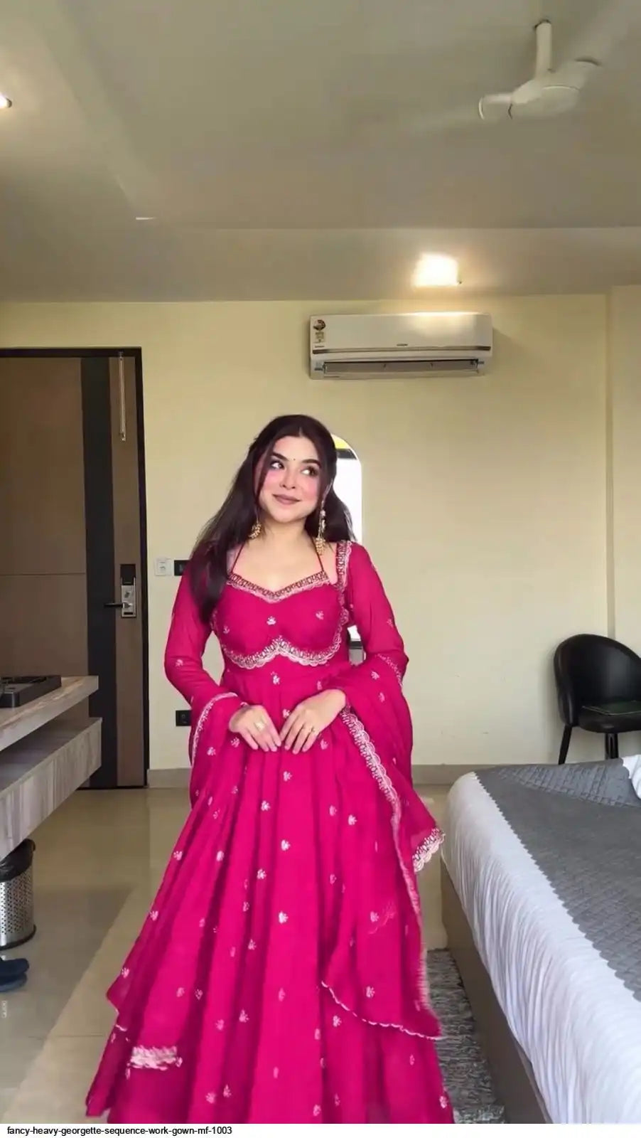 FANCY HEAVY GEORGETTE SEQUENCE WORK GOWN