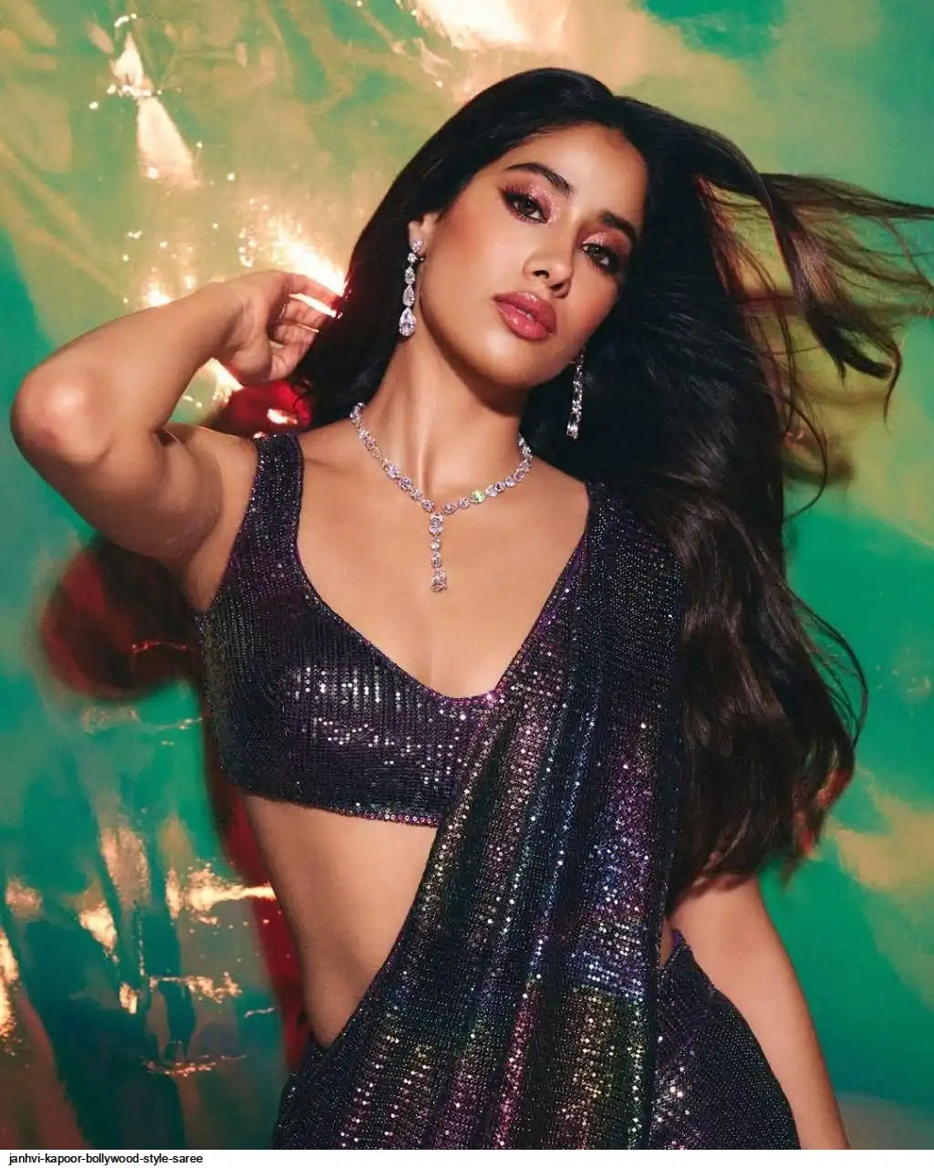 Janhvi Kapoor in our Multicolour Shaded Stitched Saree Set