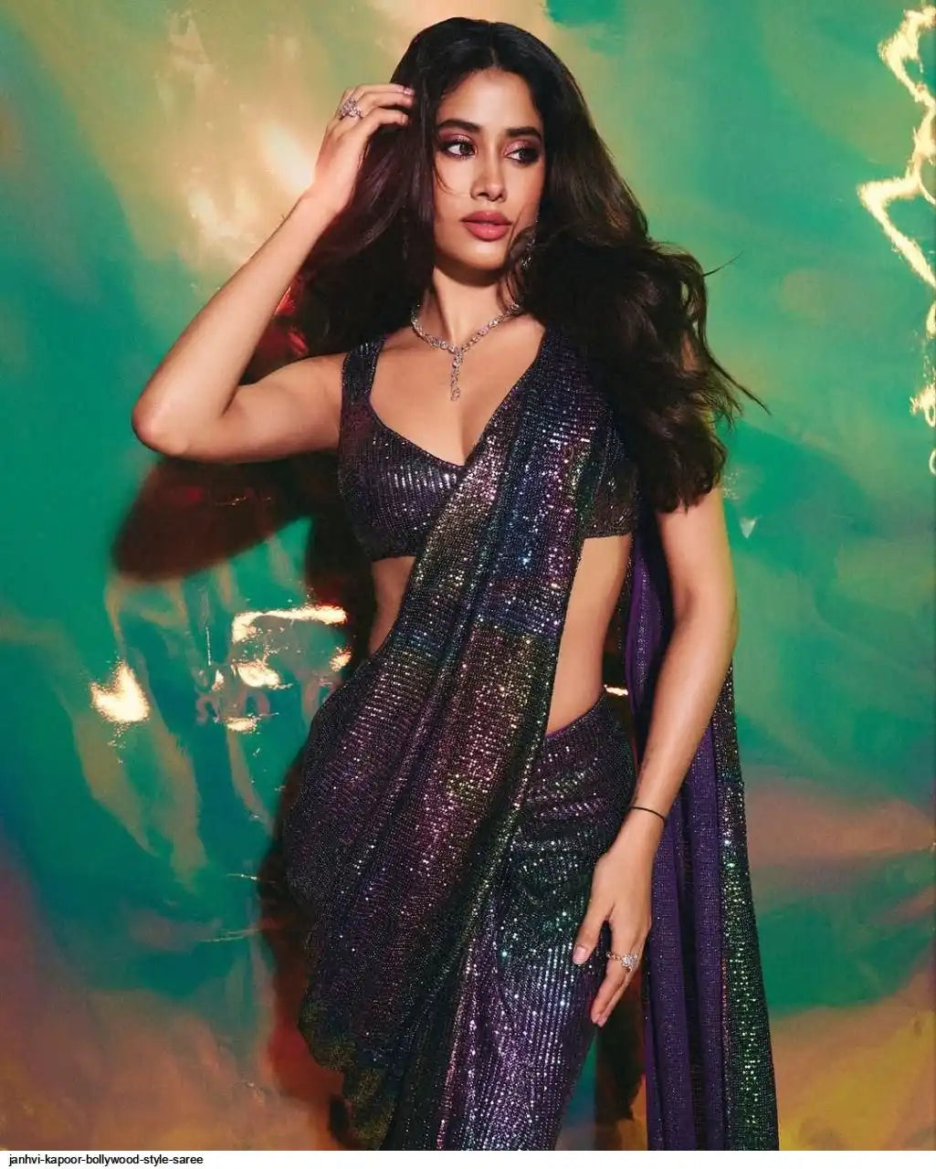 Janhvi Kapoor in our Multicolour Shaded Stitched Saree Set
