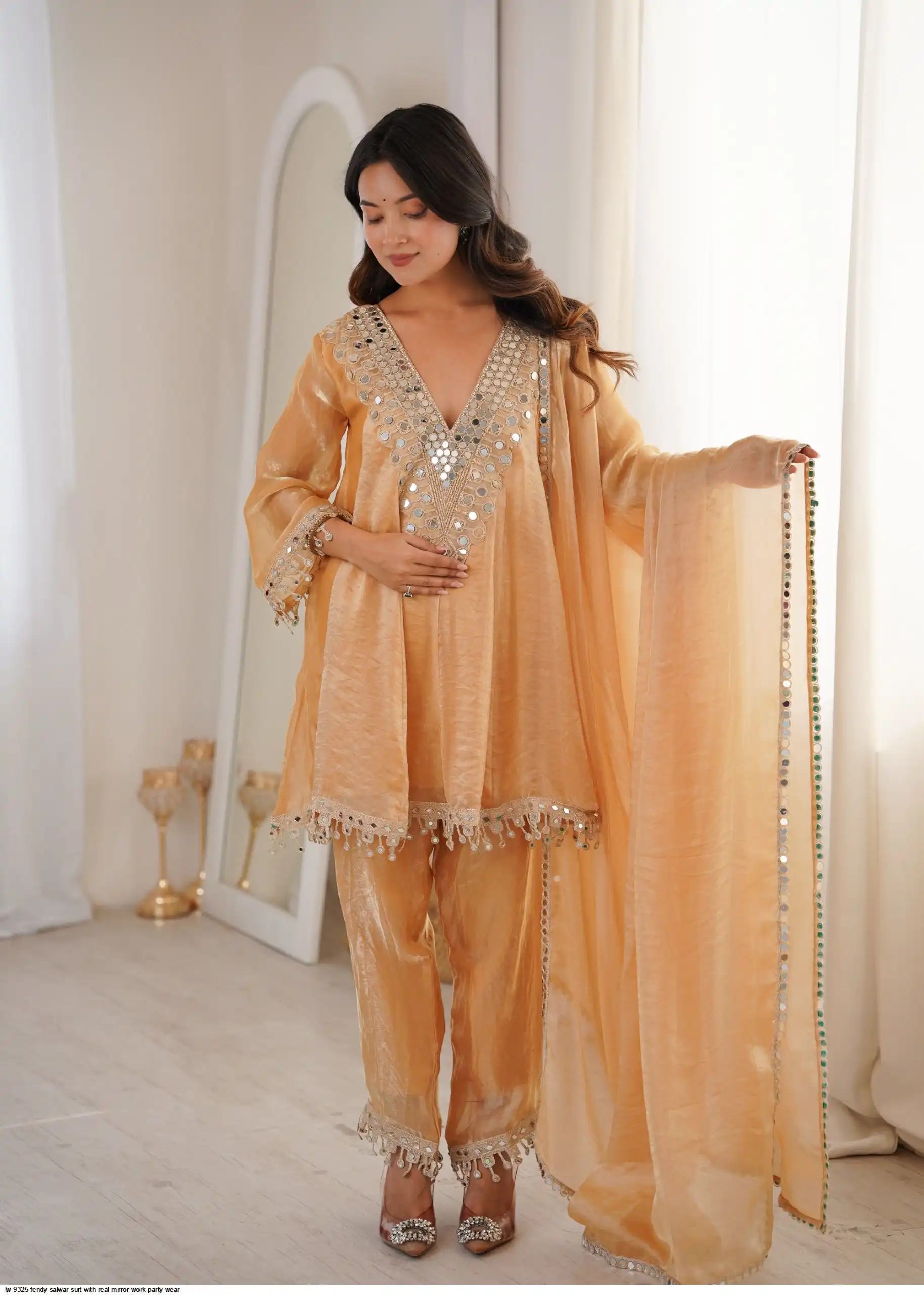 FENDY SALWAR SUIT WITH REAL MIRROR WORK PARTY WEAR