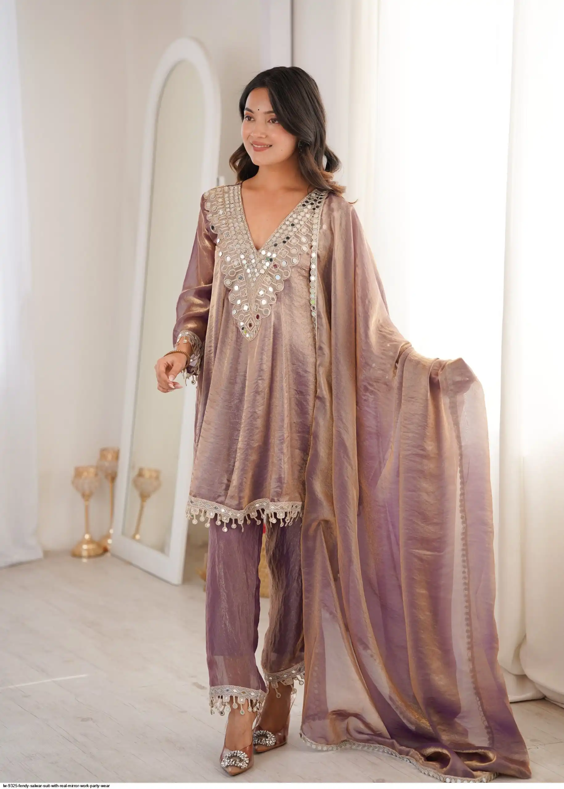 FENDY SALWAR SUIT WITH REAL MIRROR WORK PARTY WEAR